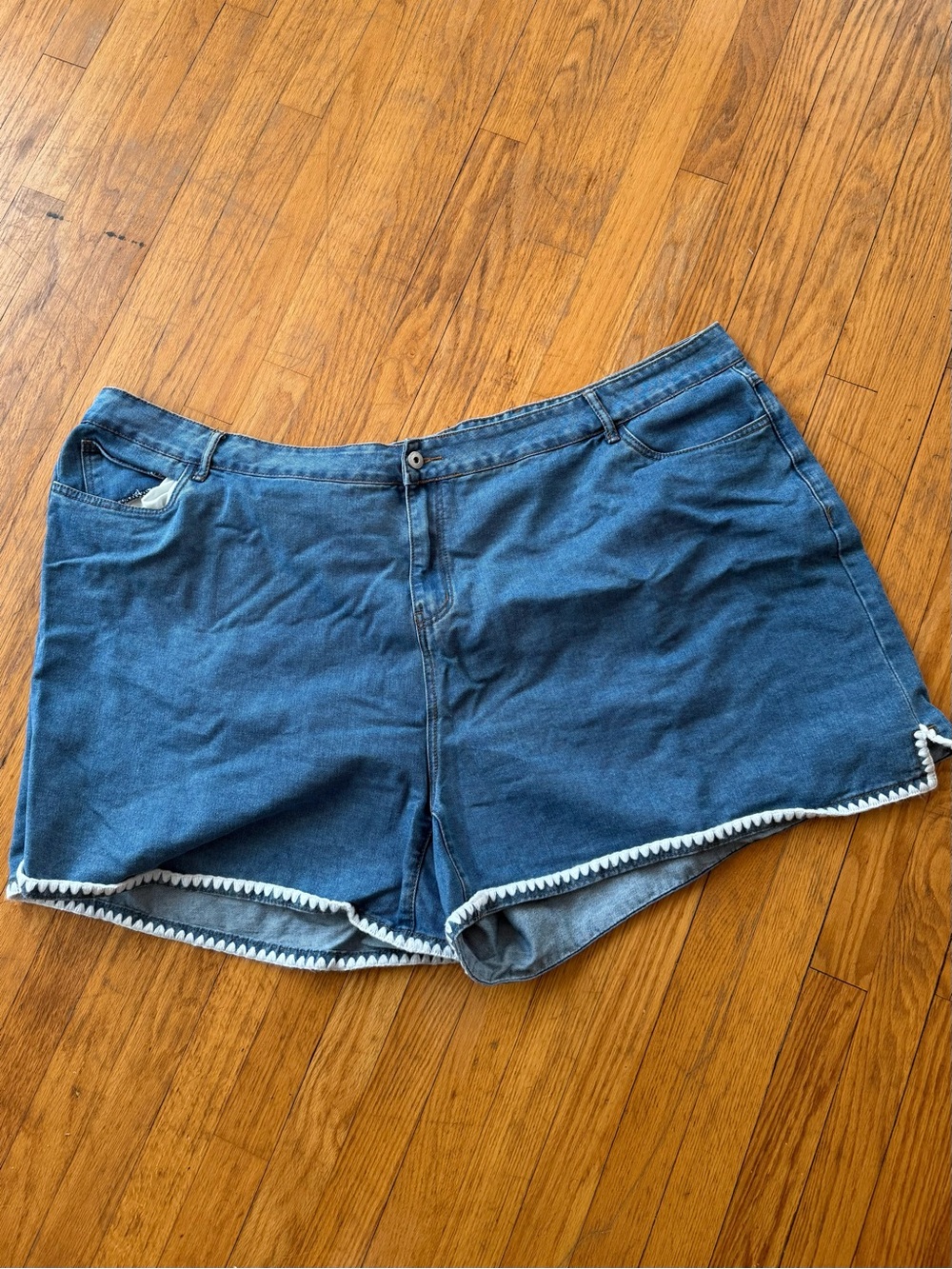 BloomChic Dark Blue Denim Shorts with White Trim